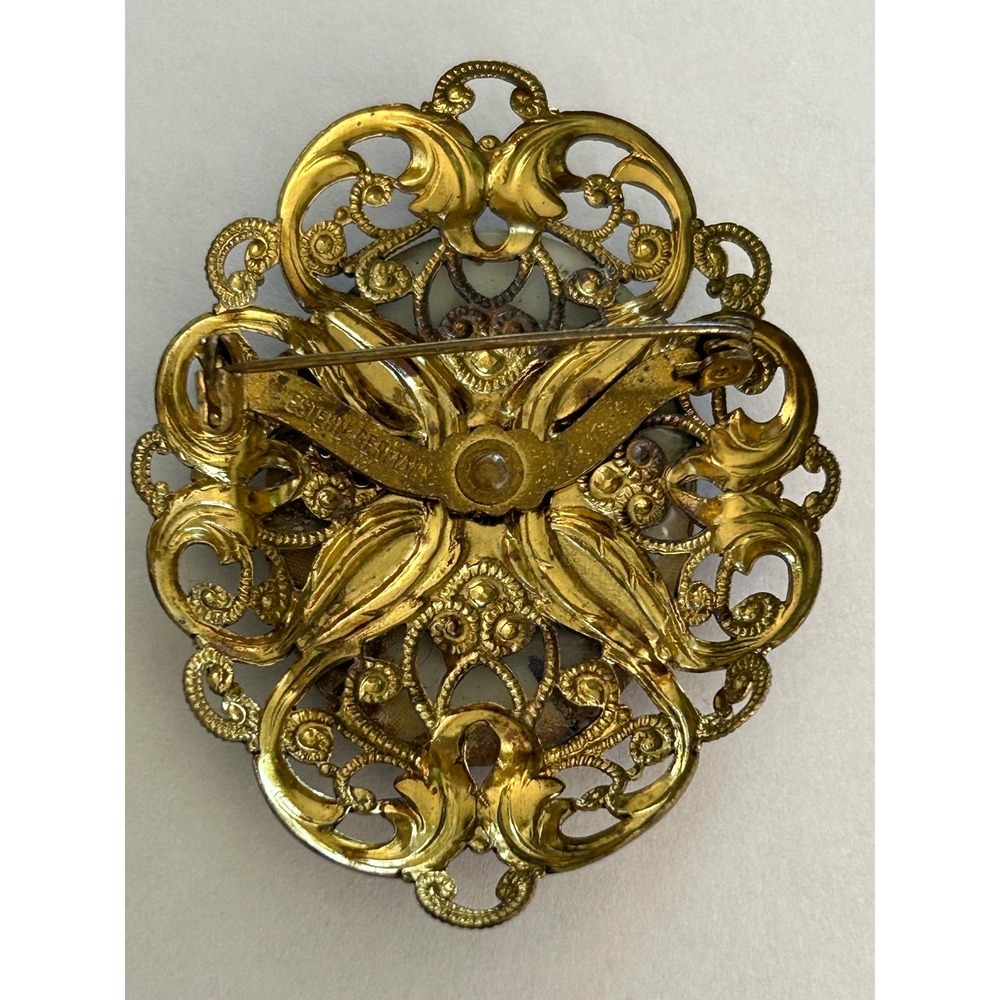 Vintage Brooch Depicting‎ Asian Couple In Homeland Signed Western Germany - Picture 3 of 4